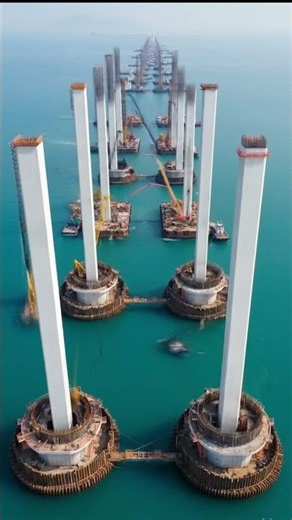 Jiaozhou Bay Bridge Construction Timelapse | Megaproject | How it was built #shorts #edits