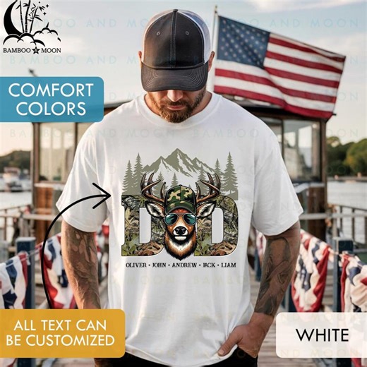 Personalized Hunting Dad Shirt, Nature Hunting With Kid Names Dad Shirt, Gift for Father's Day L00032 - Etsy