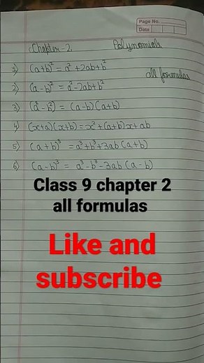 class 9 chapter 2 polynomials all formula #math #class9