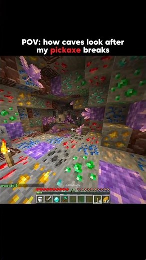 Minecraft Pickaxe Break Moment #shorts #minecraft