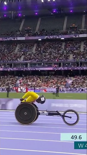 Belgium's Lea Bayekula wins gold in the Women’s 400m - T54 Final Para athletics