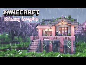 Minecraft Longplay | Rainy Cherry Blossom Cottage in the Forest (no commentary)