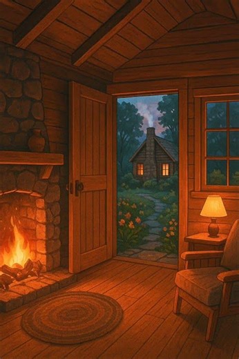 "Cozy Cabin Fireplace & Night Ambience 🌙🔥 | Relaxing Nature Sounds for Sleep & Study"
