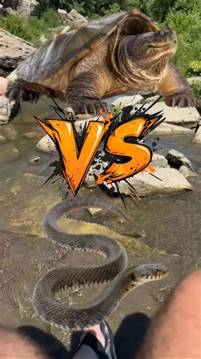 snapping turtle eats water snake