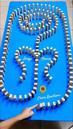 A Blooming Flower Chain Reaction Built with Wooden Blocks 🌻 #shorts #jenga #chainreaction