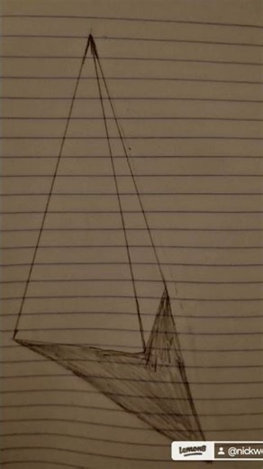 Square pyramid casting a shadow #art #drawing