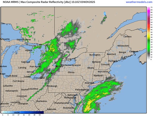 Current radar up to 11:04 AM showing the 2 systems: | My Personal Weatherman