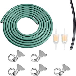 SOFO Universal 1/4 Fuel Line Hose - For Small Engine Fuel line 10ft Gas Line with Supporter for Kawasaki, Kohler, Predator Engine, Snowmobiles, Go-Karts, Jeeps, and Generators