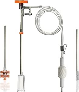 Aquarium Siphon Vacuum Cleaner with 3 Interchangeable Heads, Multi-Angle Scrub Brush, Sand Cleaning Head, and Mesh Head for Efficient Tank Cleaning