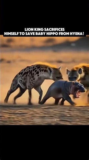 Lion King SACRIFICES Himself to Save Baby Hippo From Hyena! #wildkingdom
