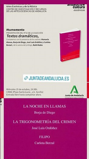 Presentación "Textos dramáticos, número 32", hoy 15 de octubre de 2025 #teatro #teatroandaluz #libro