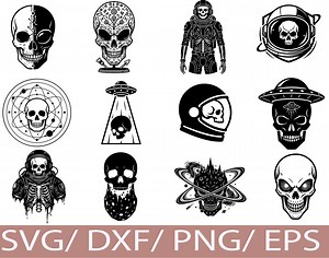 Sci Fi Skull SVG Silhouette Astronaut Alien Space Skull Dark Cosmic Art - Etsy Canada