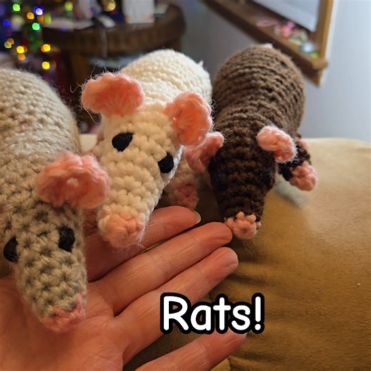 RATS! Crocheted Rats #gift #crochet #creative #fun #cute #funny #handmade #rat #love #youtube #diy