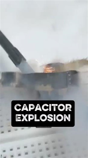 Mind-blowing Overload of Electrolytic Capacitor #electronics #explosion #engineering #hardware