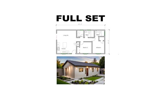 2 Bedroom 2 Bath (800SF) Adu(accessory Dwelling Unit) Floor Plan-full SET (20'-0"width X 40'-0"length) - Etsy
