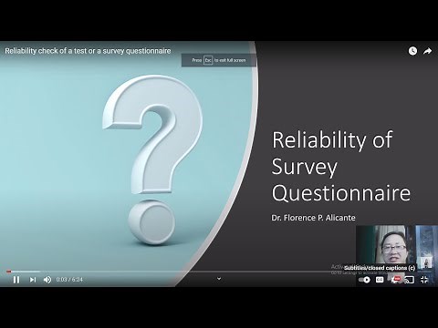 Reliability check of a test or a survey questionnaire