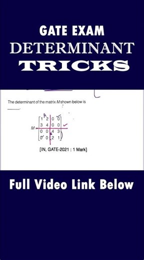 GATE | Engineering Mathematics for All Branches | Linear Algebra | Determinant of Matrix Shortcut