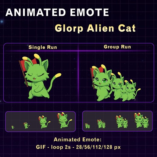 2x Animated Glorp Alien Cat Twitch Emote, Cute Alien Cat Stream Emote for Twitch Discord - Etsy