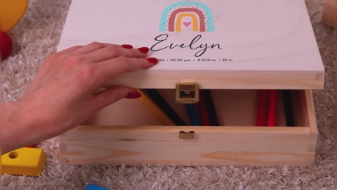 Personalized Baby Keepsake Box - Teddy Bear - Engraved Newborn & Toddler Gift | Unisex Baby Memory Box for Memento Storage - New Mom Present | Natural Wooden Box | Made & shipped from Germany