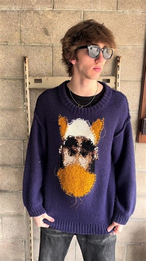 SS20 Doublet ‘Mask’ Plum Reversible Ginger Knit Sweater