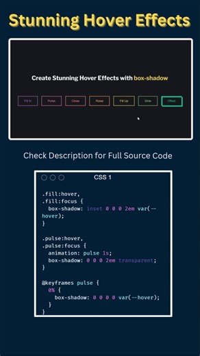 7 CSS Button Hover Effects using box-shadow 🔥 | HTML CSS UI Animation