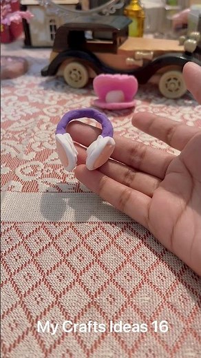 Tiny Headphones for Dollhouse 🎧 | Easy Air Dry Clay Tutorial #diy #creativeclayideas #dollhouse