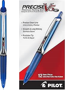 Amazon.com : Pilot Precise V5 RT Refillable & Retractable Rollerball Pens, Extra Fine Point Pens 0.5 mm, Black, Pack of 2 - Ideal for School, Journaling & Office Writing : Liquid Ink Rollerball Pens : Office Products