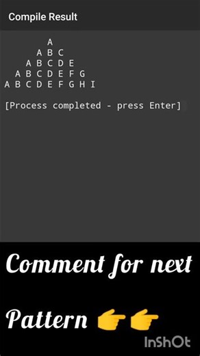 Alphabet pyramid Pattern | Printing Pattern- 33 | #shorts #coding #programming #viral