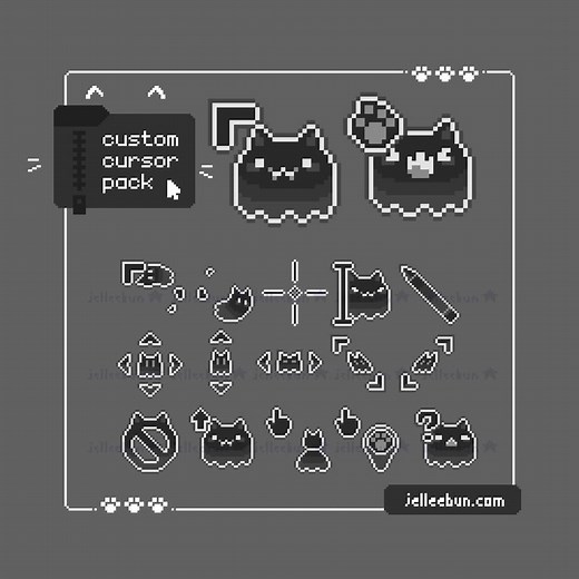 Ghost Cat Pixel Art Mouse Cursors – Animated Bouncy Pack (windows .ani Files) - Etsy