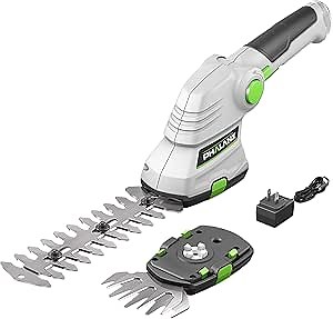 PHALANX Cordless Grass Shears 2-in-1 Handheld Hedge Trimmer,7.2V Electric Grass Trimmer Turnable Handle, Rechargeable Lithium-Ion Battery and Charger Included for Lawn/Garden