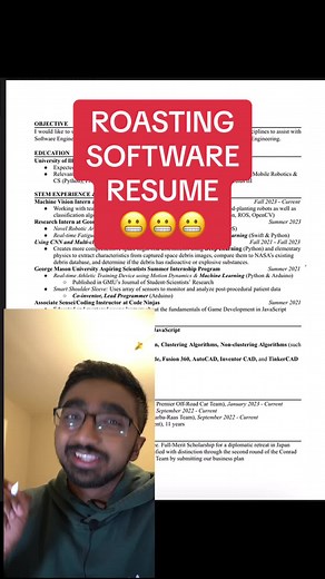 ROASTING a software intern’s resume #softwareengineer #software #swe #sweintern #softwareresume #fyp