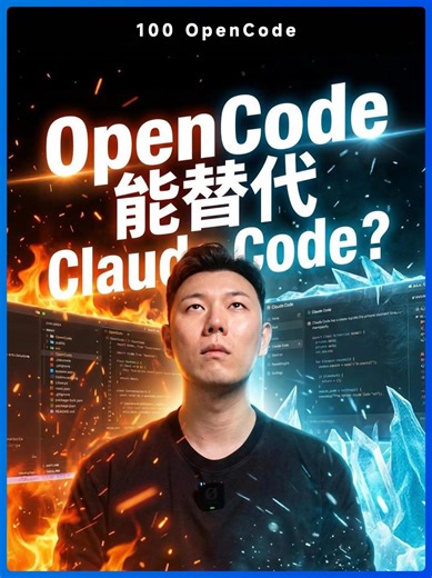 OpenCode 实测｜从零开发一个 AI 应用 OpenCode 是 Claude Code 的开源平替，不绑定供应商，几乎所有模型都能用。这期我用 OpenCode 从零开发一个模特换装应用，完整走一遍：需求收集 → 原型设计 → 前端开发 → 后端改造 → 功能迭代，测试它和 Claude Code 的区别。