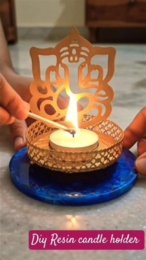 💖DIY Resin Candle Holder | Crushed Foil + Alcohol Ink #diy #creativeart #subsribenow #shortvideo