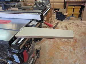 Clip-on Infeed Support for Table Saw including SawStop T-Glide fence.