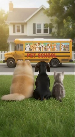 The Pet School Bus Is Here! 🚌🐶🐱 Choco the Dachshund & Friends Want to Join #Dachshund #CutePets #dog