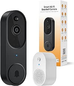 1080P Smart Video Doorbell Included Ring Chime, Wide-Angle Lens, Battery Powered, 2 Way Audio, Night Vision, Human Detection, Security Camera Wireless for Indoor/Outdoor Surveillance