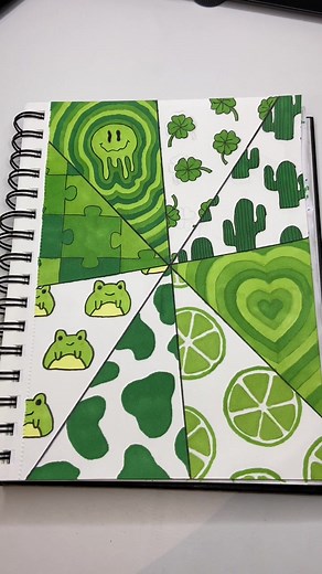 Cute Green Drawing Ideas: Puzzle Doodle Aesthetic