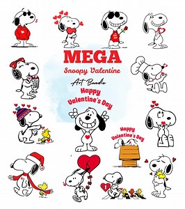 Lot de cliparts Saint-Valentin Snoopy | Dessin animé PNG SVG - Etsy France