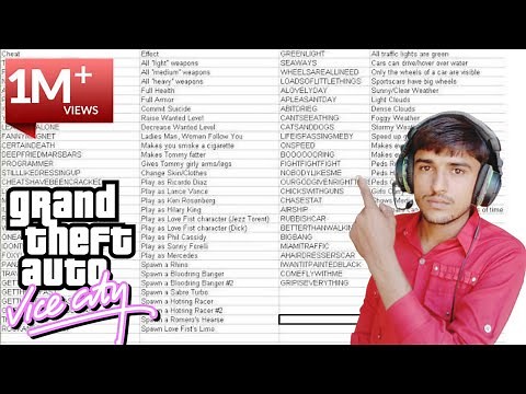 Gta Vice City (50)Cheat Code All Important list HD