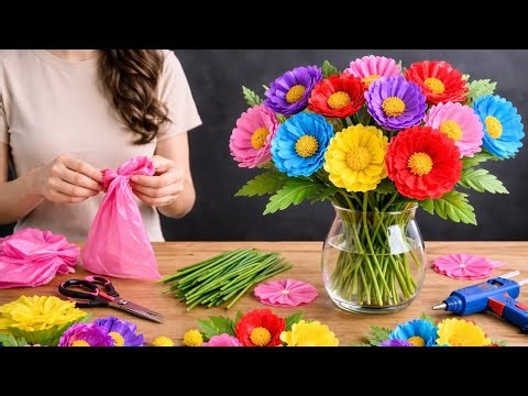 DIY Plastic Bag Flower Ideas | How to Make Flowers With Plastic Bag | Easy Plastic Bag Crafts