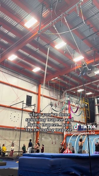 somehow an ankle hang drop is less violent on a swinging trapeze than a static one idk how that makes sense #aerialist #trapeze #circus #inejghafa