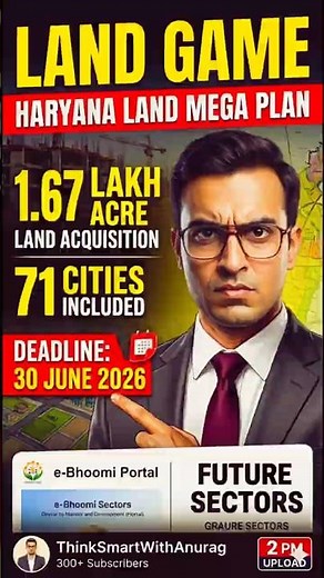 Haryana Land Mega Plan | 1.67 Lakh Acre Land Acquisition via e‑Bhoomi