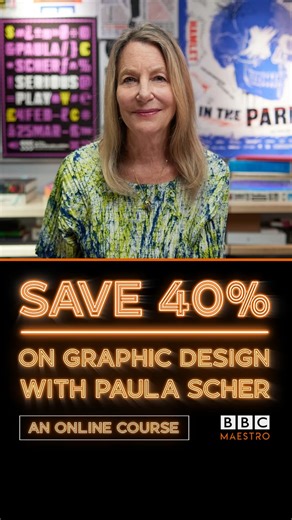 4.1K views · 14 reactions | Set yourself up for creative success with 40% off Graphic Design with Paula Scher. Paula is undoubtedly an industry icon, and may just be the most in-demand graphic design teacher around. You name it, she’s probably designed it. Our Black Friday sale is here, with 40% off all courses and subscriptions  https://bbcm.co/BF2023FB | BBC Maestro | Facebook