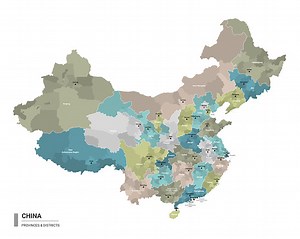 China higt detailed map with subdivisions. Administrative map of...