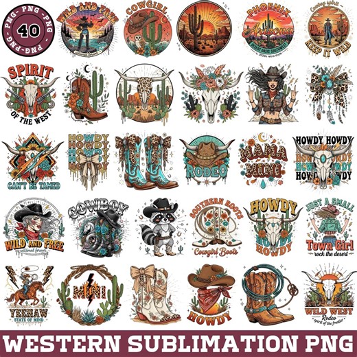 Western Bundle Png Bundle, Western Sublimation Designs, Retro Western Png, Cowboy Cowgirl Png, Country T Shirt Design, Howdy Png, Rodeo Png - Etsy