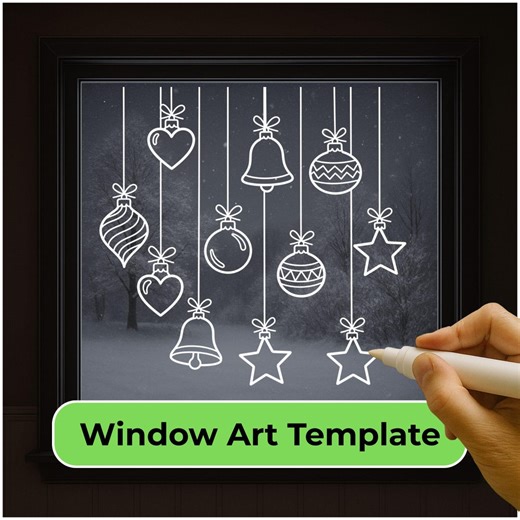 Festive Danglers Window Art Template, Printable Christmas Chalk Marker Design, Holiday Window Decor PDF - Etsy New Zealand