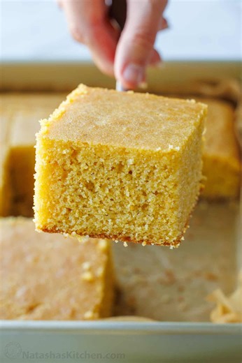 My Secret to Perfectly Moist Cornbread Every Time 🌽💛 Recipe: https://natashaskitchen.com/cornbread-recipe/ | NatashasKitchen.com