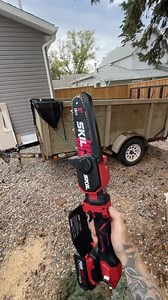 Check out this telescopic pruning saw from @skilpowertools • These branches were rubbing on the top of my enclosed trailer and with that extra 2.8ft I could reach them . . . #tools #construction #pruning #chainsaw #skiltools | Kruger Construction