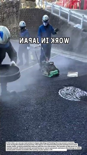 Manhole Cover Adjustment During Asphalt Paving in Japan | Precision Road Work.