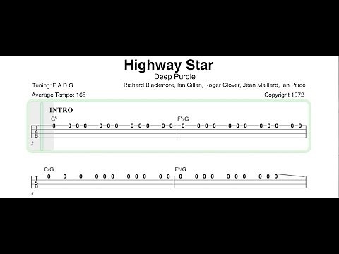 Deep Purple - Highway Star Original isolated bass track + tab